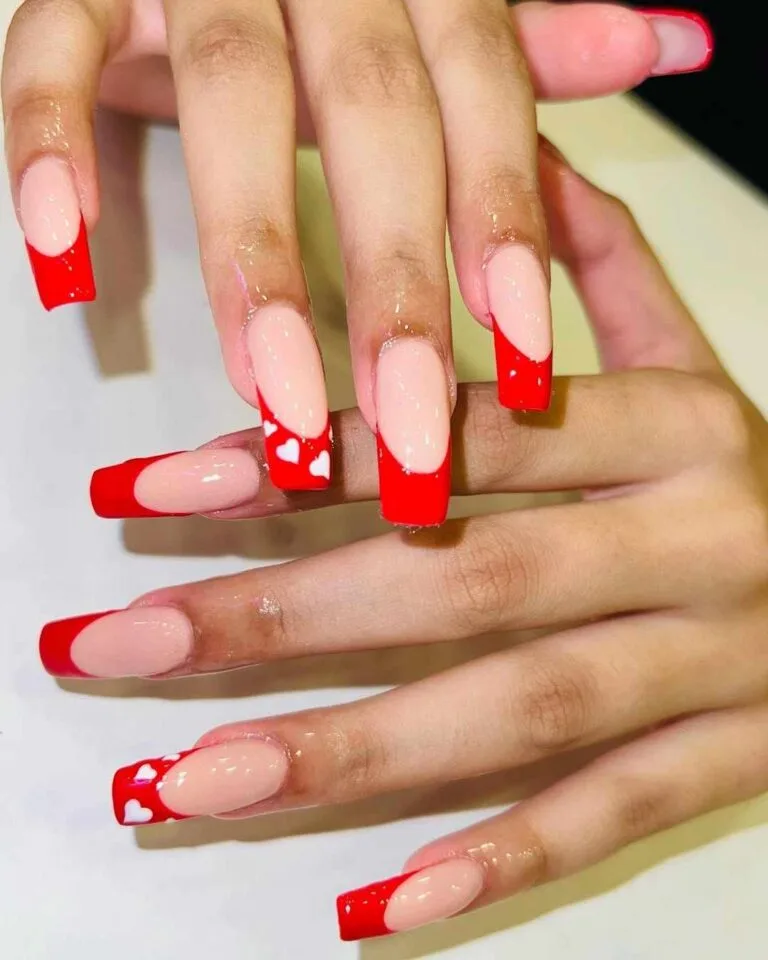 red and white french tip nails 003 902a071ee3