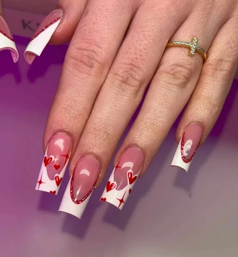 red and white french tip nails 005 cfb3a514d5