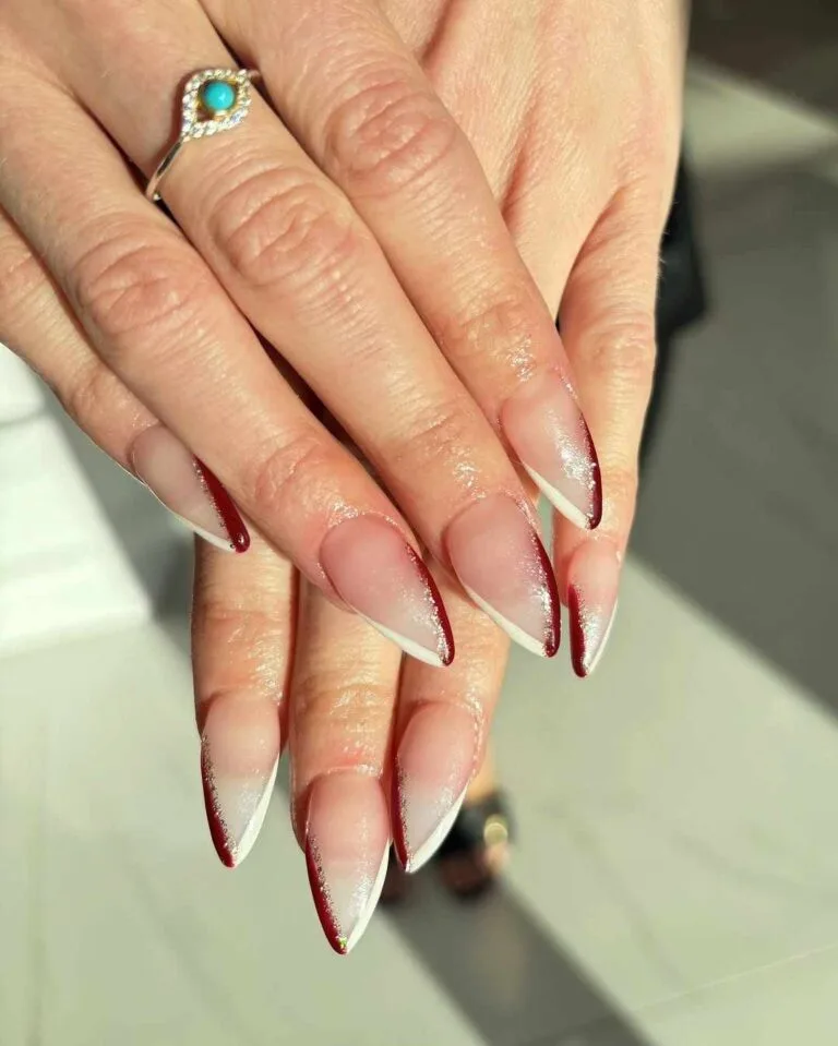 red and white french tip nails 007 dde92634fc
