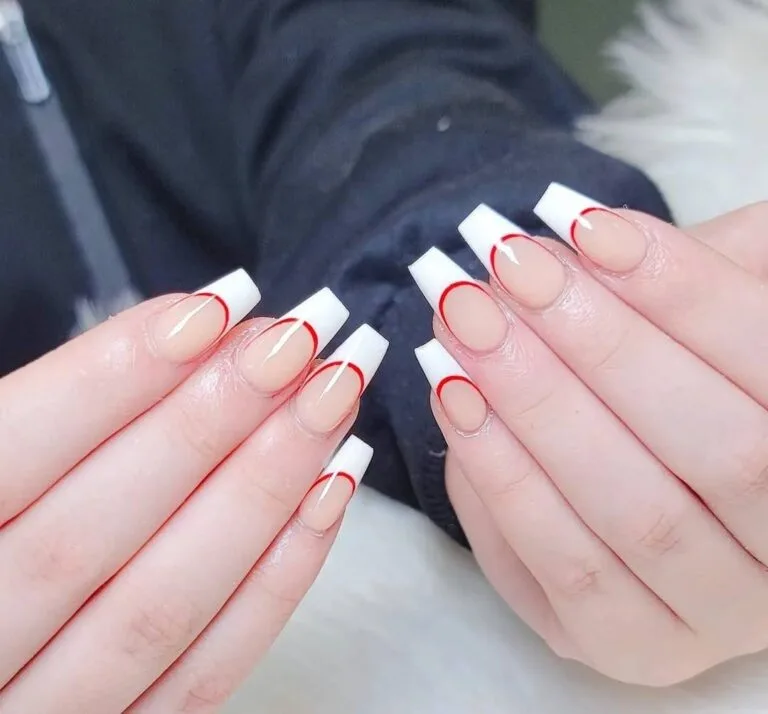 red and white french tip nails 008 81c4715009
