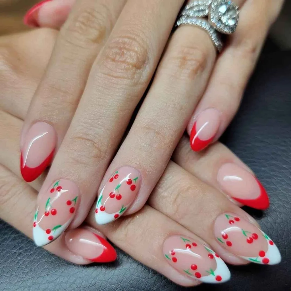red and white french tip nails 011 620652a978