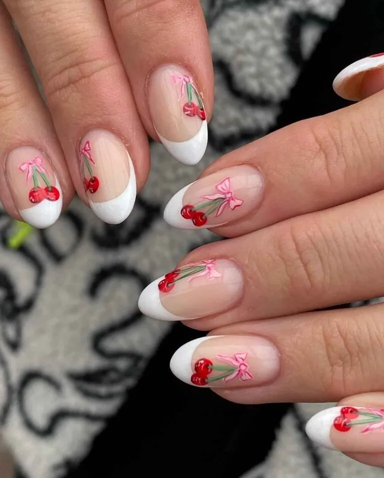 red and white french tip nails 015 d629e3b195