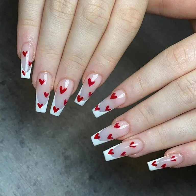 red and white french tip nails 018 98f4bc3d2e