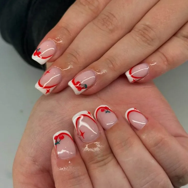 red and white french tip nails 020 a7c802bfb9