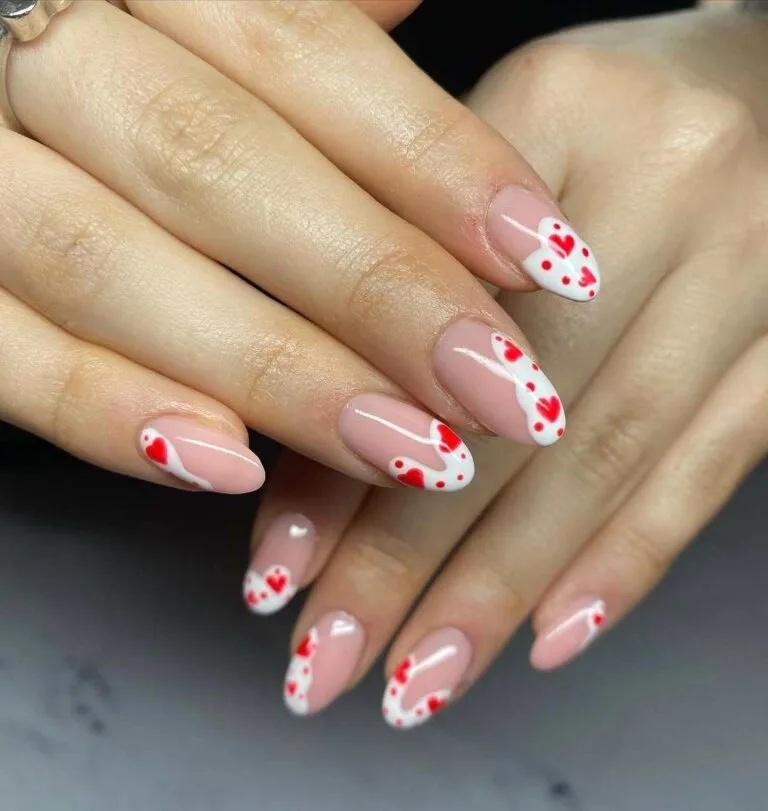red and white french tip nails 021 d30790c3d2