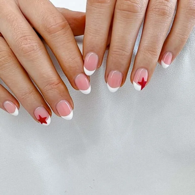 red and white french tip nails 025 a5365abbea
