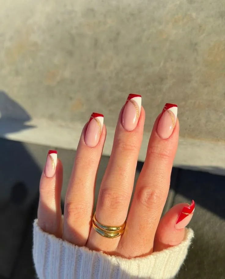 red and white french tip nails 031 72e9372eb6