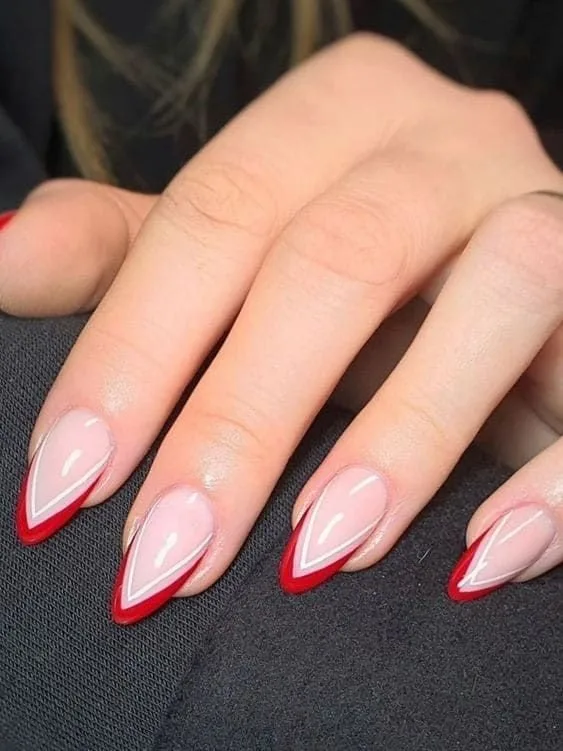 red and white french tip nails 033 f099149834
