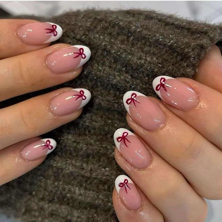 red and white french tip nails 036 b8bbefe7ae