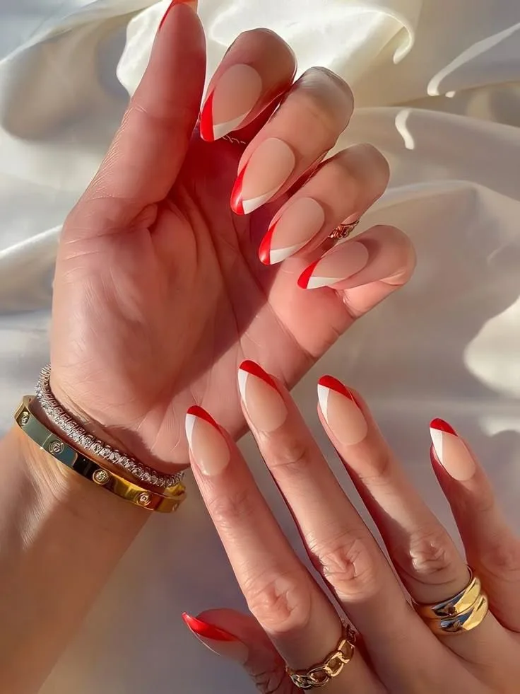 red and white french tip nails 037 1c52365269