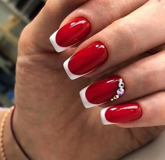 red and white french tip nails 038 7fd859a4f8