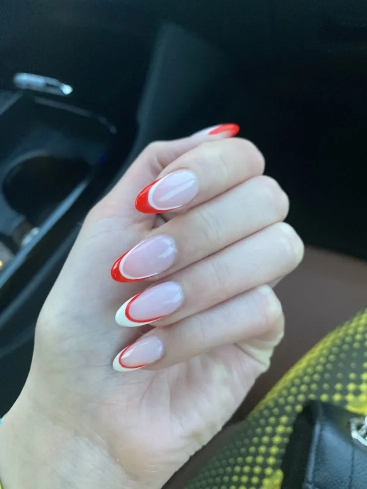 red and white french tip nails 039 c8a1737b4e