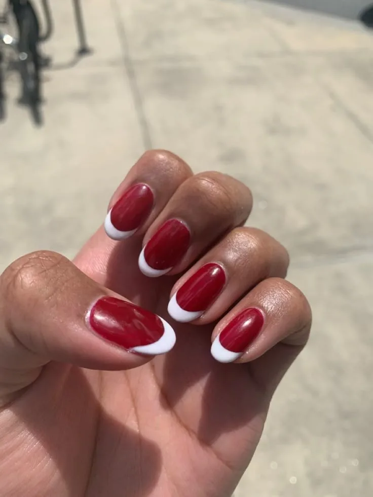 red and white french tip nails 040 7abfd2155a