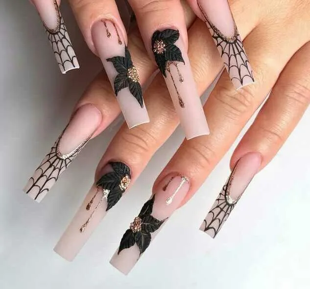 simple black halloween nails 028 b52acdc895