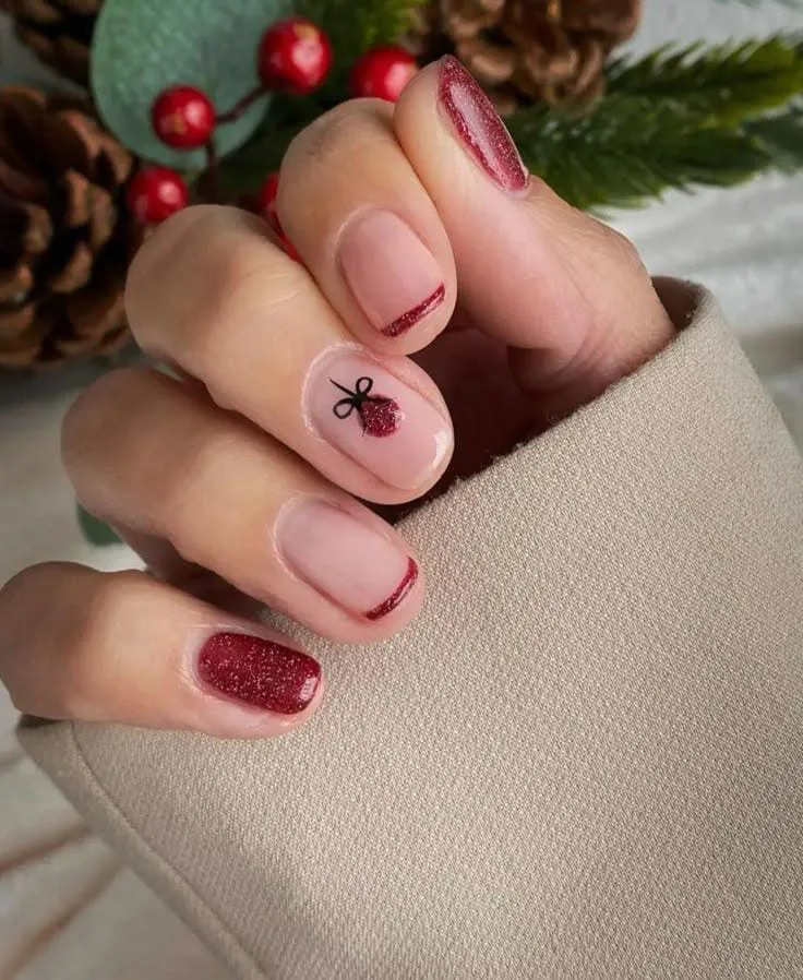 Subtle Christmas Nails for a Low Key 2025 Festive Look 1