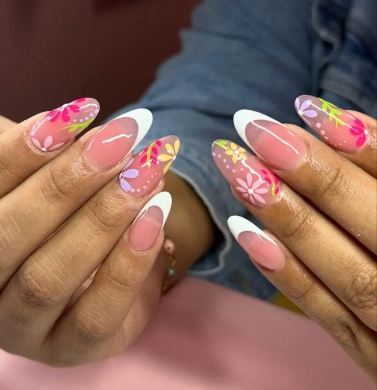 white french tip nails with flowers 005 befa0e5c8e