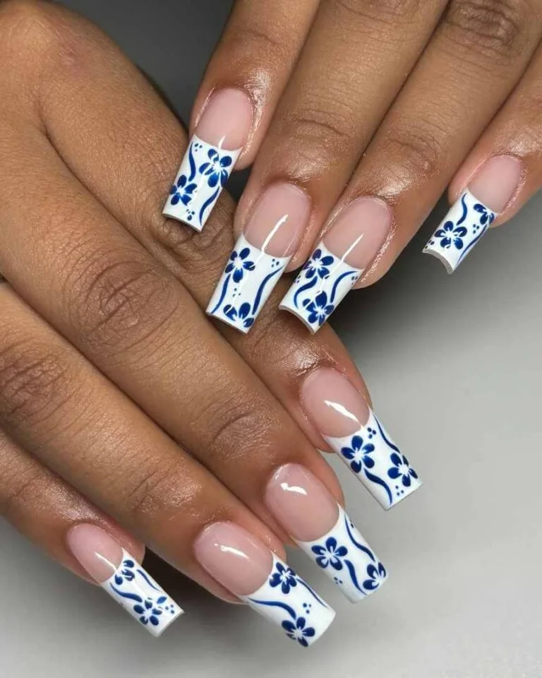 white french tip nails with flowers 006 6cd351a74c